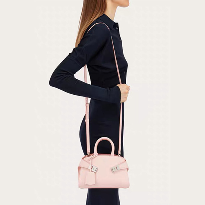 salvatore ferragamo mini hug dual gancio nappa leather top handle bag #215975